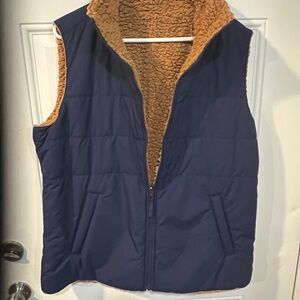 The North Face Blue and Tan Vest
